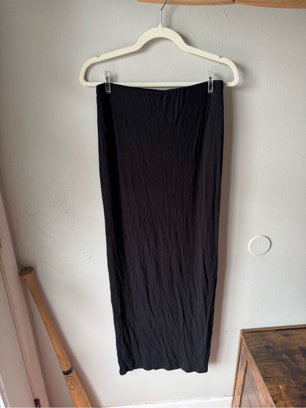 ASOS DESIGN Black Jersey Elastic Waist Column Straight Maxi Skirt - US 6